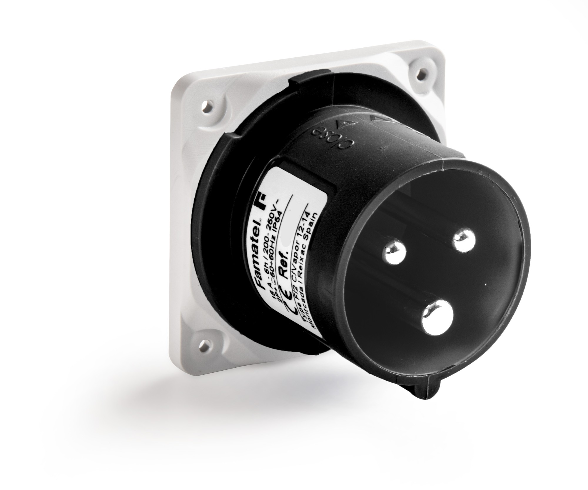 13839 | Clavija empotrar salida recta 2P+T 16A IP44/54