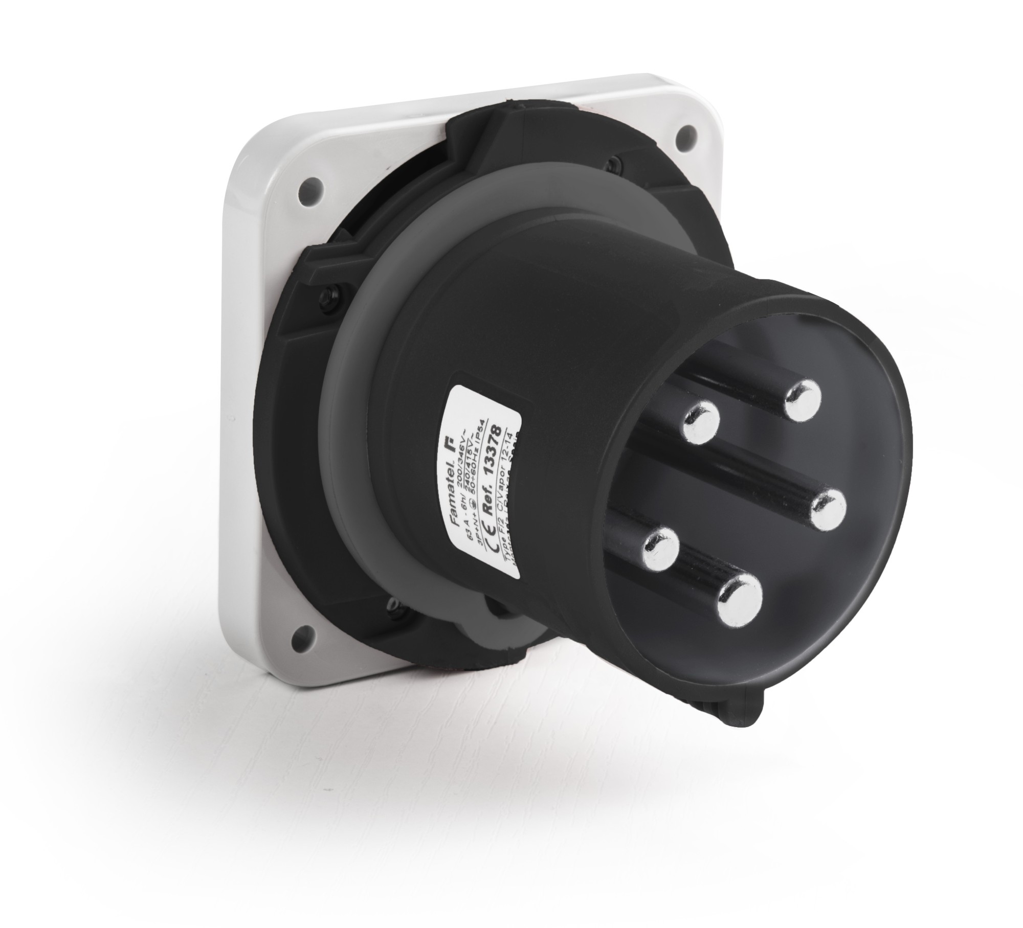 13841 | Clavija empotrar salida recta 3P+T 63A IP44/54