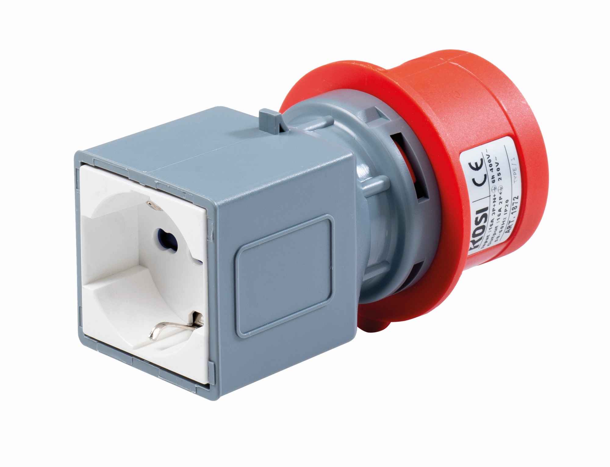 13917 | Adaptador clavija industrial 3P+N+T 16A / toma schuko Bip.10/16A IP20