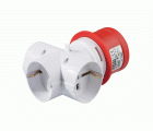 13918 | Adaptador clavija industrial 3P+N+T 16A / 3 tomas 2P+T 10/16A Bipasso IP20