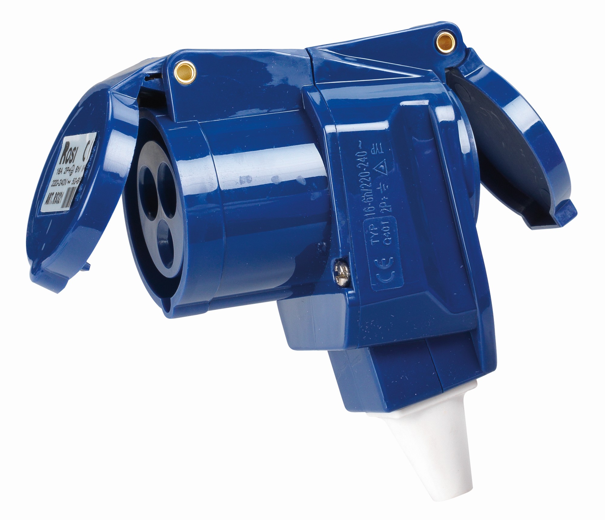 13919 | Base industrial móvil a 90º con toma schuko para caravana IP44