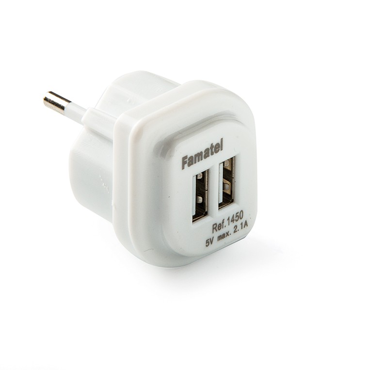 1450 | Adaptador cargador USB doble 2,1A 5V