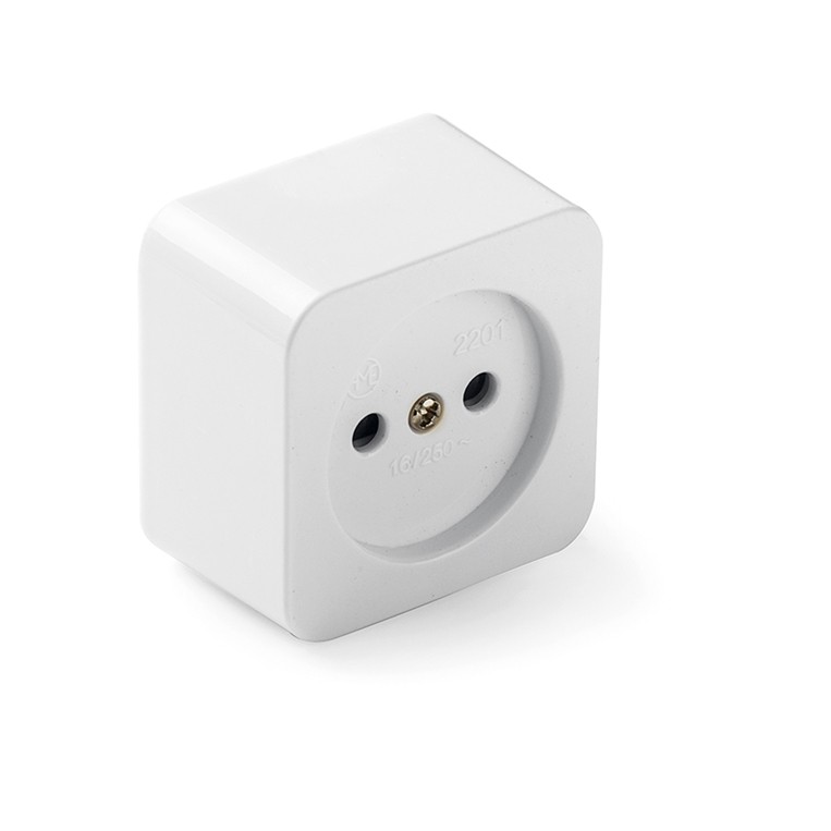 2201.1 | Base de superficie 16A sin toma de tierra con portacontactos en porcelana