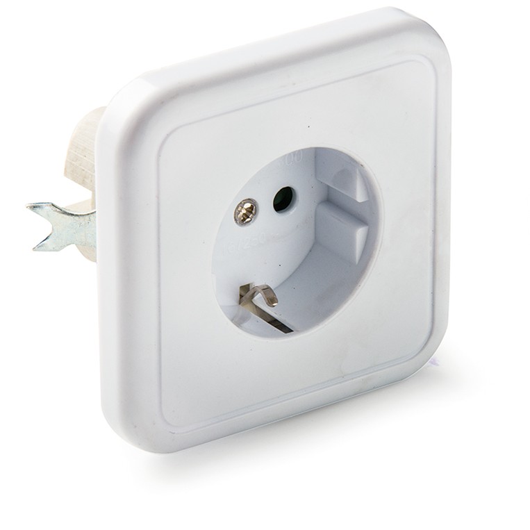 2300 | Base de empotrar 16A con toma de tierra con portacontactos en porcelana