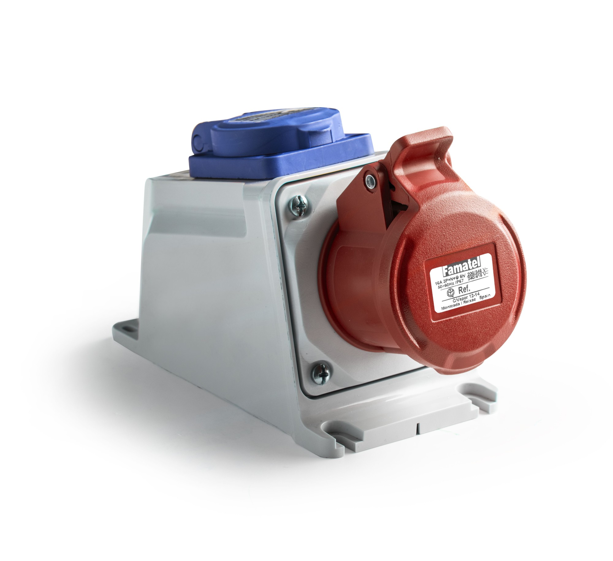 23605 | Base superficie 3P+T 16A + base schuko IP44/54