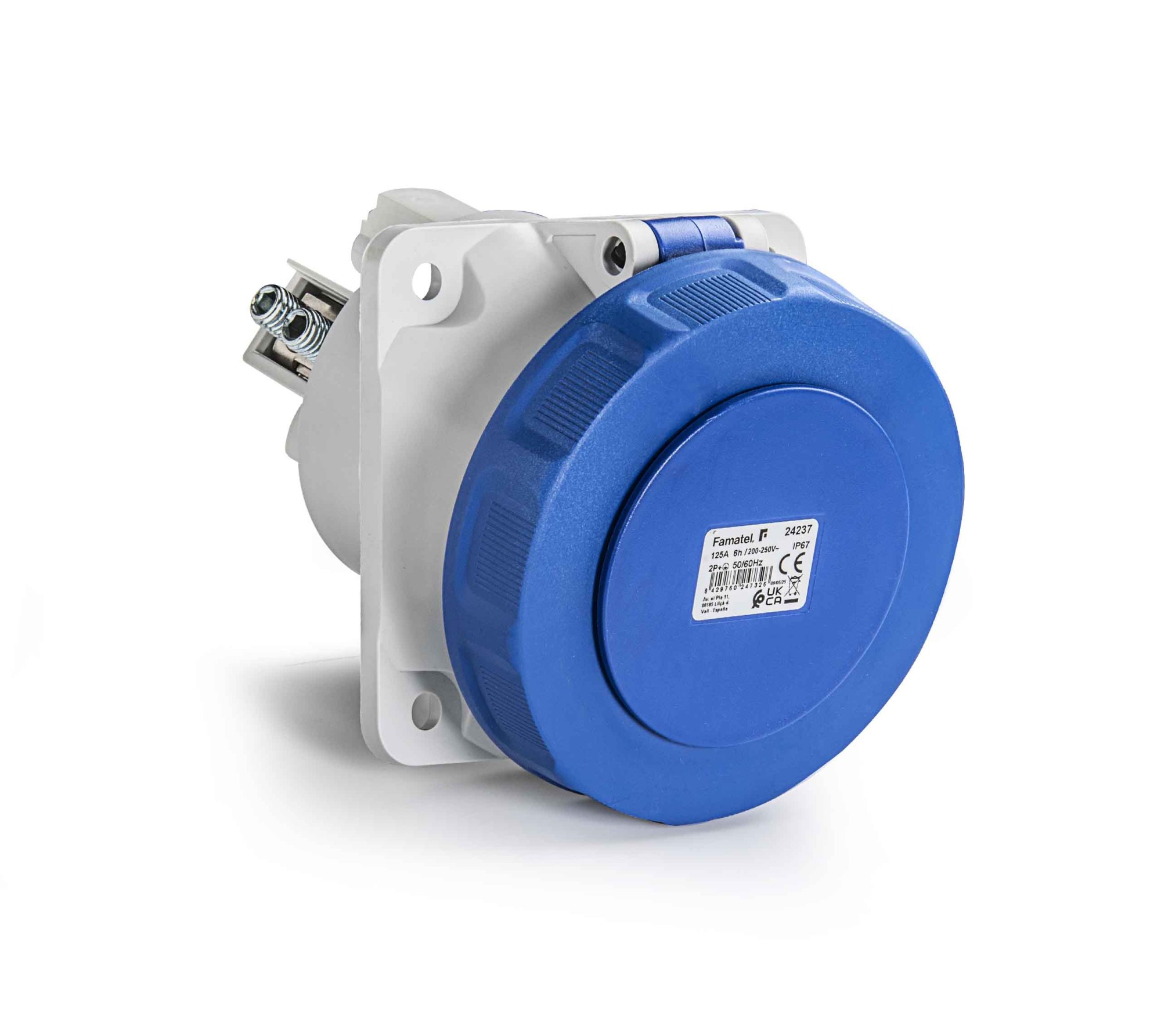 24237 | Base empotrar salida inclinada 15º 2P+T 125A IP67