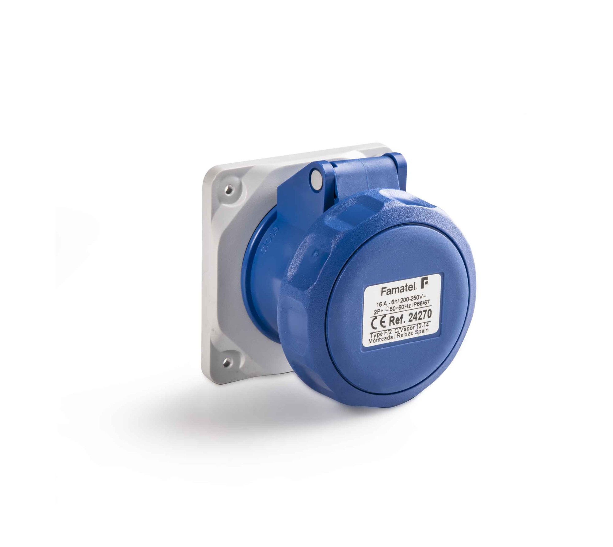 24270 | Base empotrar salida recta 2P+T 16A IP66/67