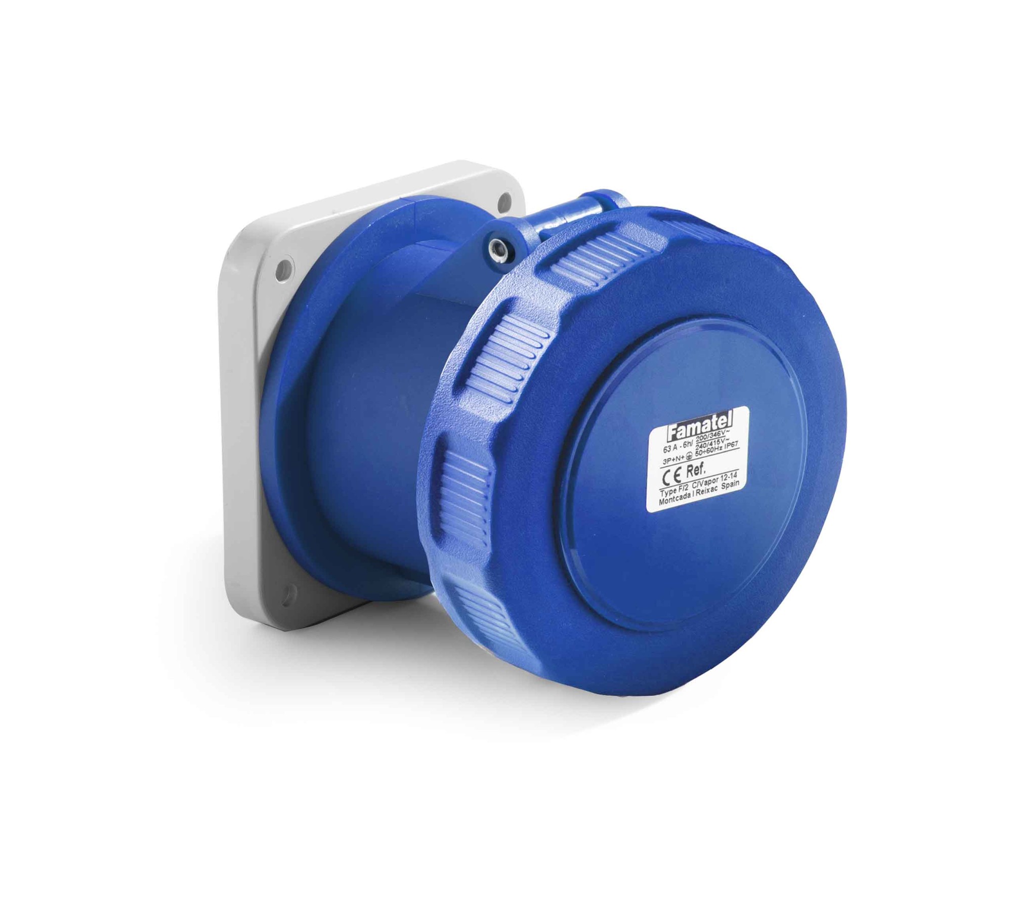 24280 | Base empotrar salida recta 2P+T 63A IP67