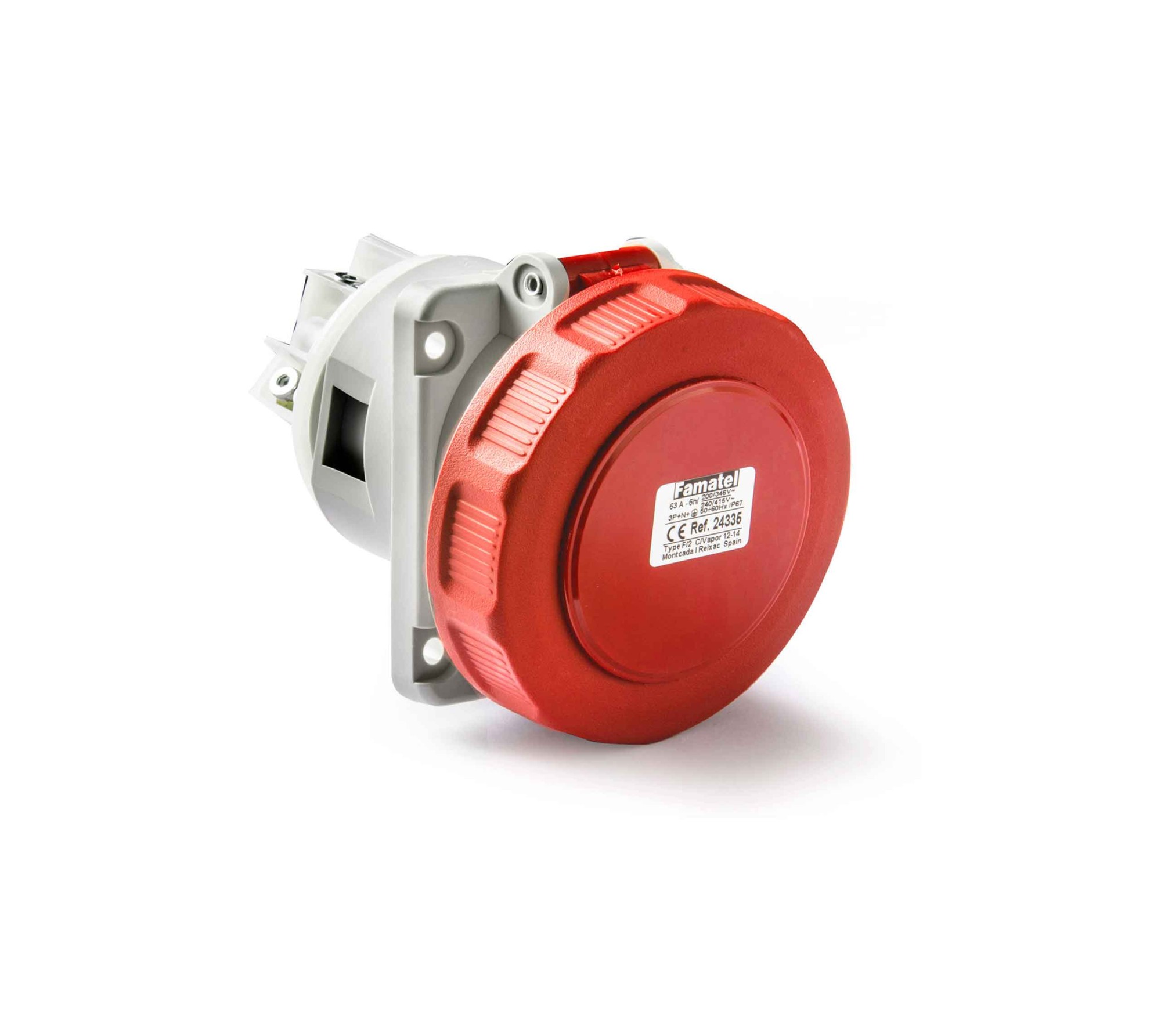 24335 | Base empotrar salida inclinada 10º 3P+N+T 63A IP67