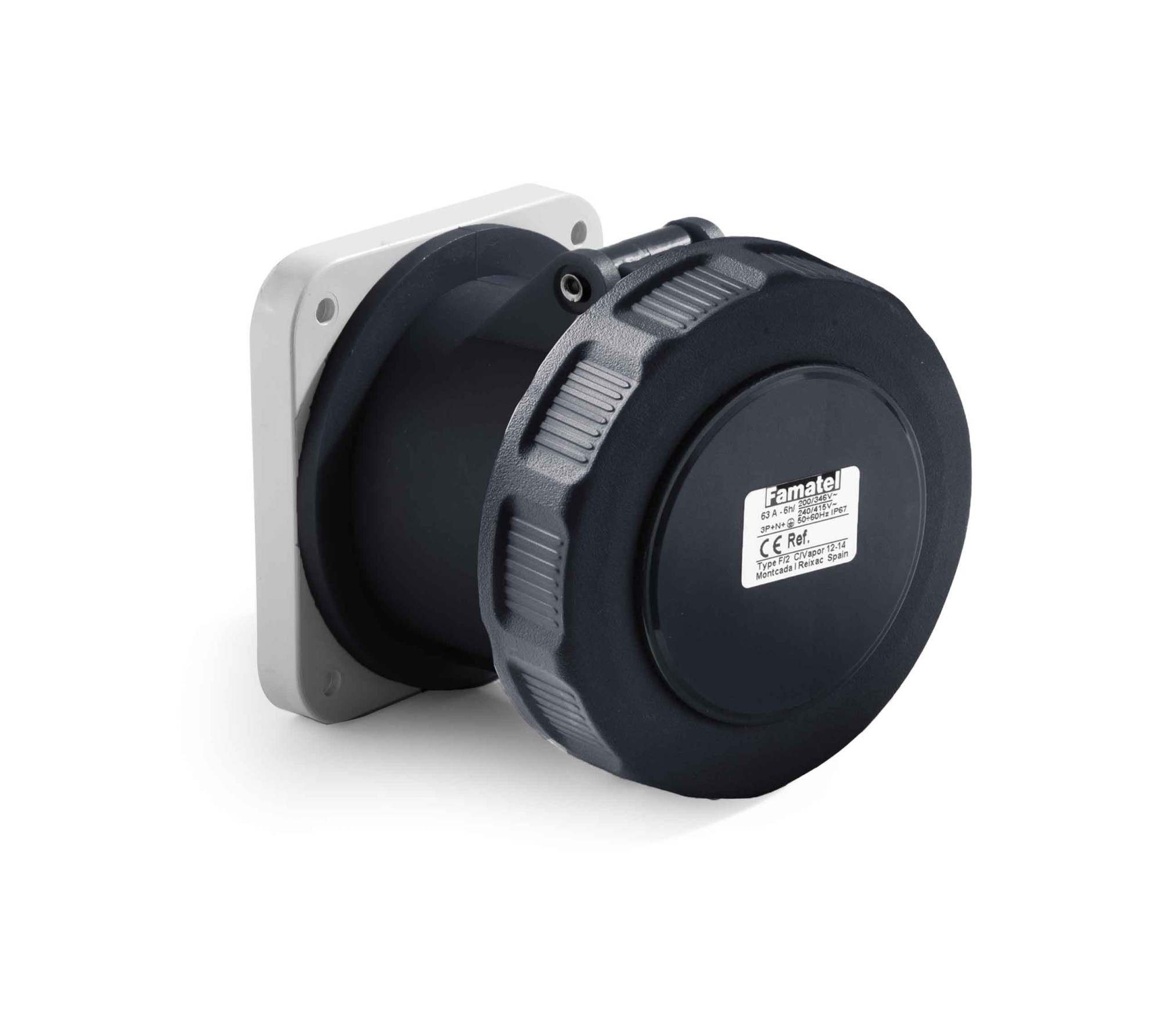 24480 | Base empotrar salida recta 2P+T 63A IP67