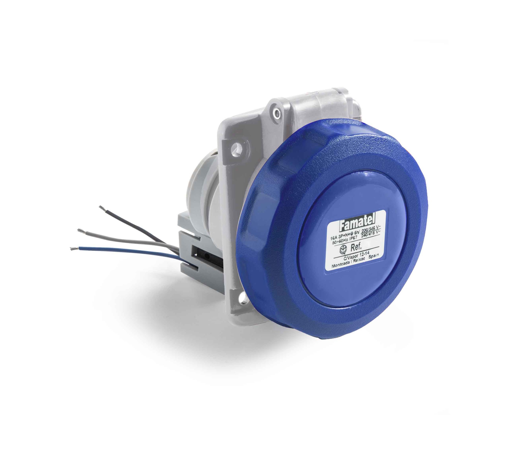 24M230 | Base inclinada 16A 2P+T 230V MSW ON/OFF 6H IP66-67 placa 75x85
