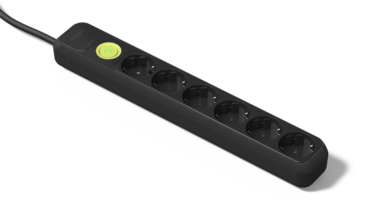 2518-N | Base 6 tomas 16A con toma de tierra e interruptor y 1.5m de cable