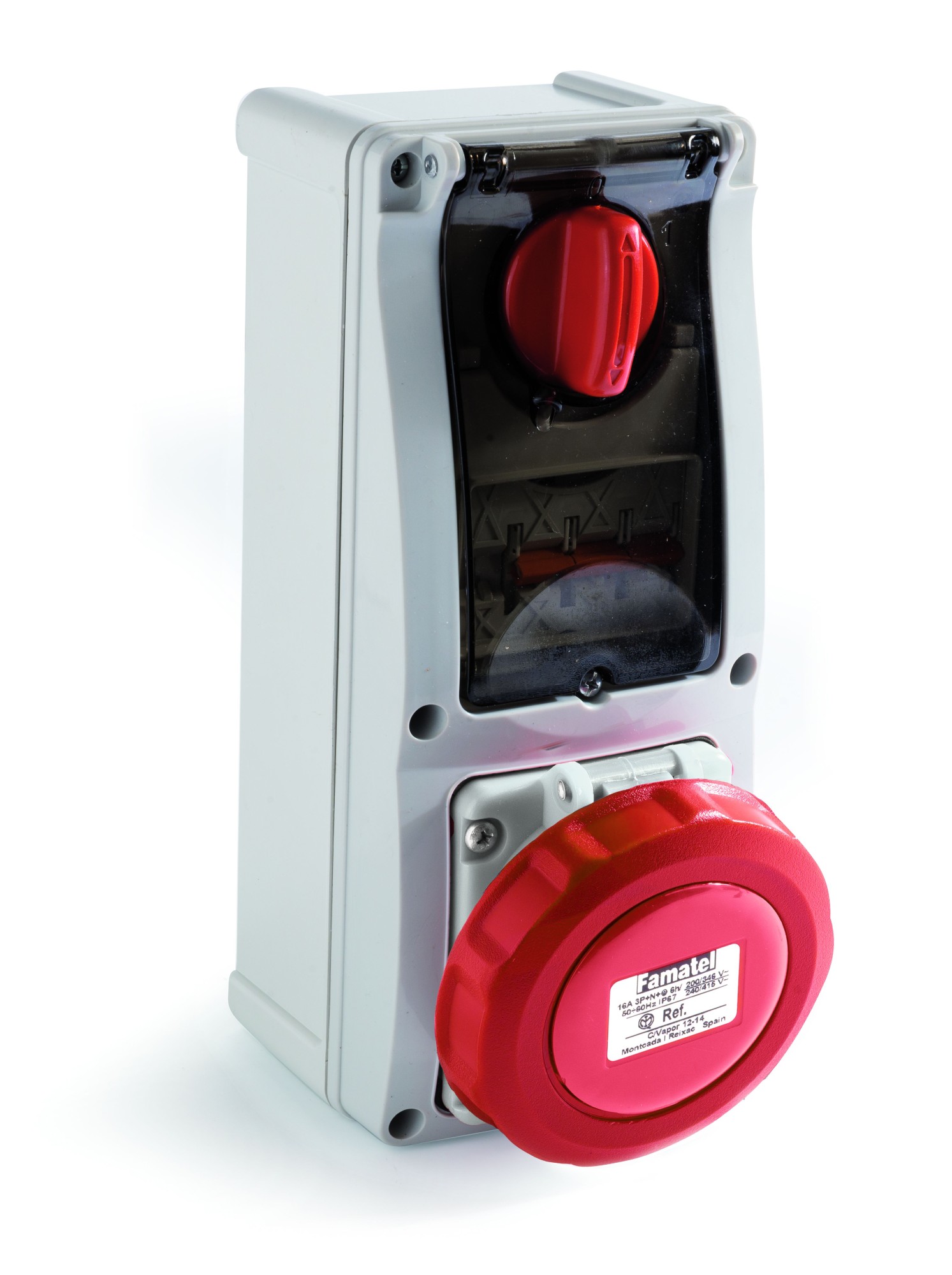 25321 | Base interblocante de superficie con magnetotérmico 3P+T 63A IP67