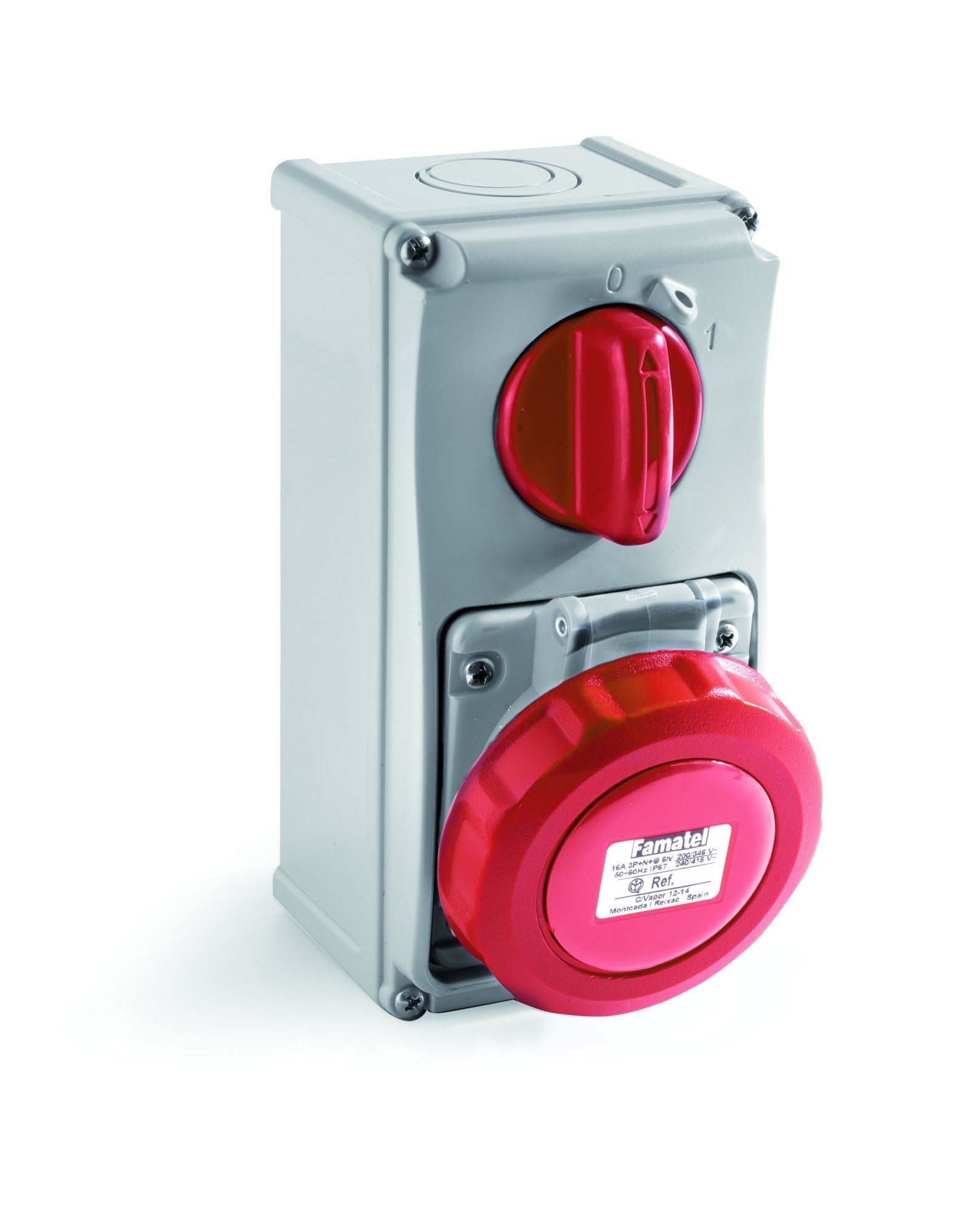 26024 | Base interblocante vertical de superficie 2P+T 32A IP67