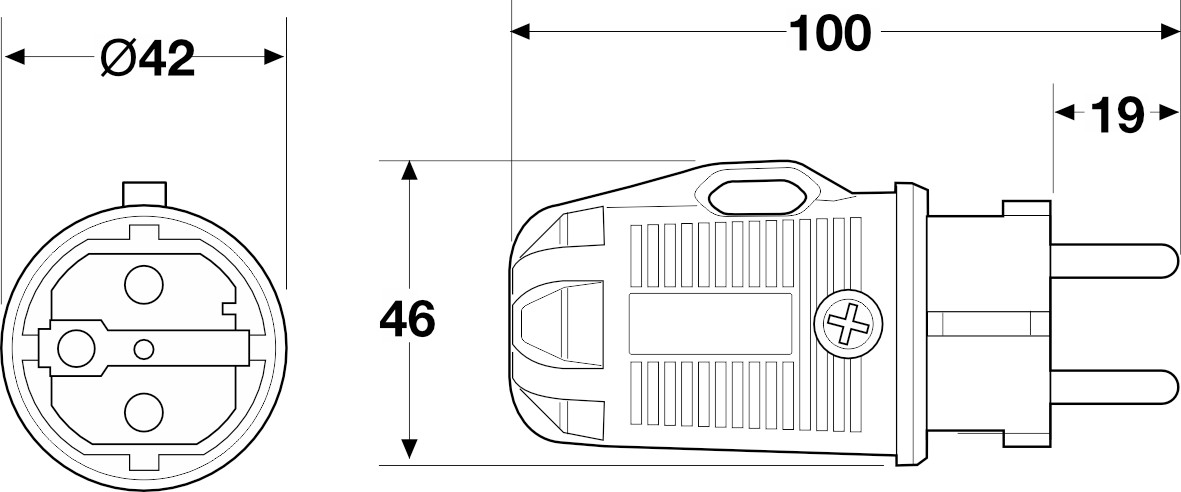 1167 | Clavija móvil tipo schuko IP54