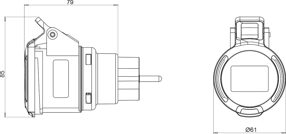 13912 | Adaptador clavija schuko 16A / toma industrial 2P+T 16A IP20