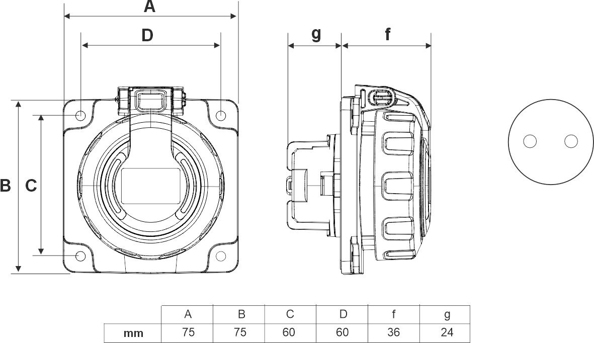 13965 | Base empotrar tipo schuko IP68 (2m)