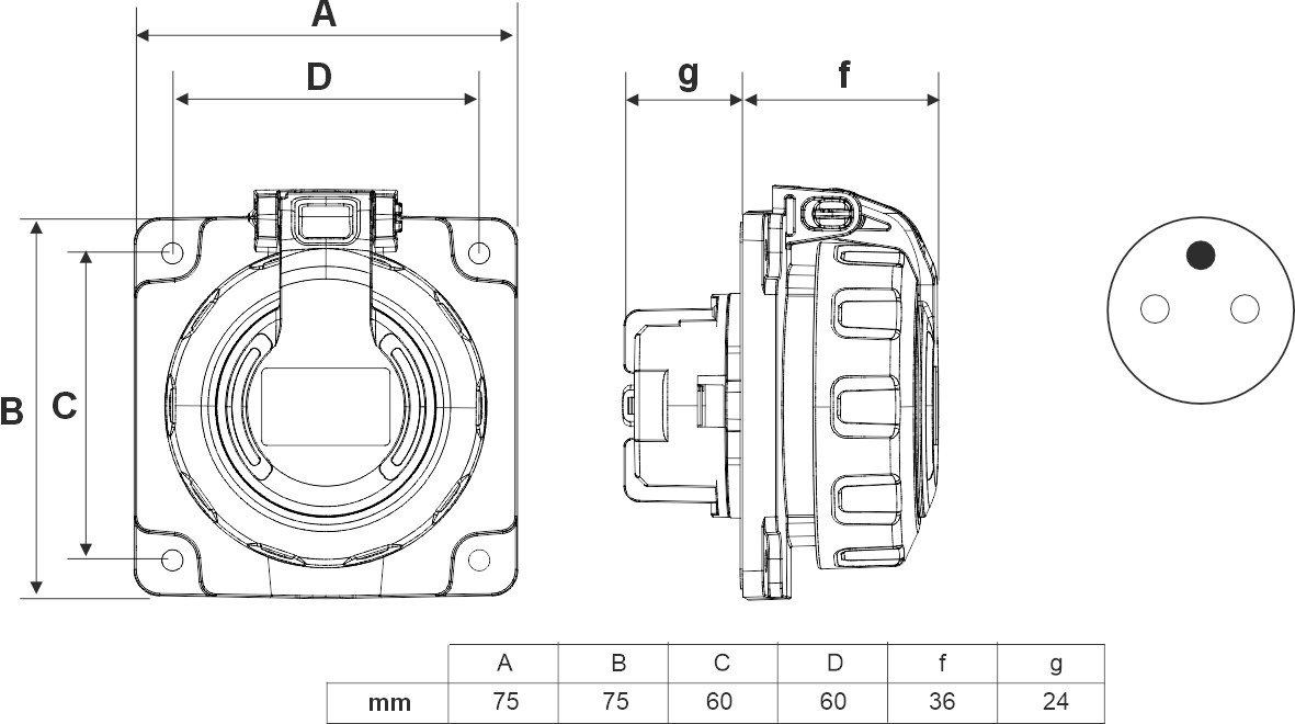 13965F | Base empotrar tipo schuko IP68 (2m)