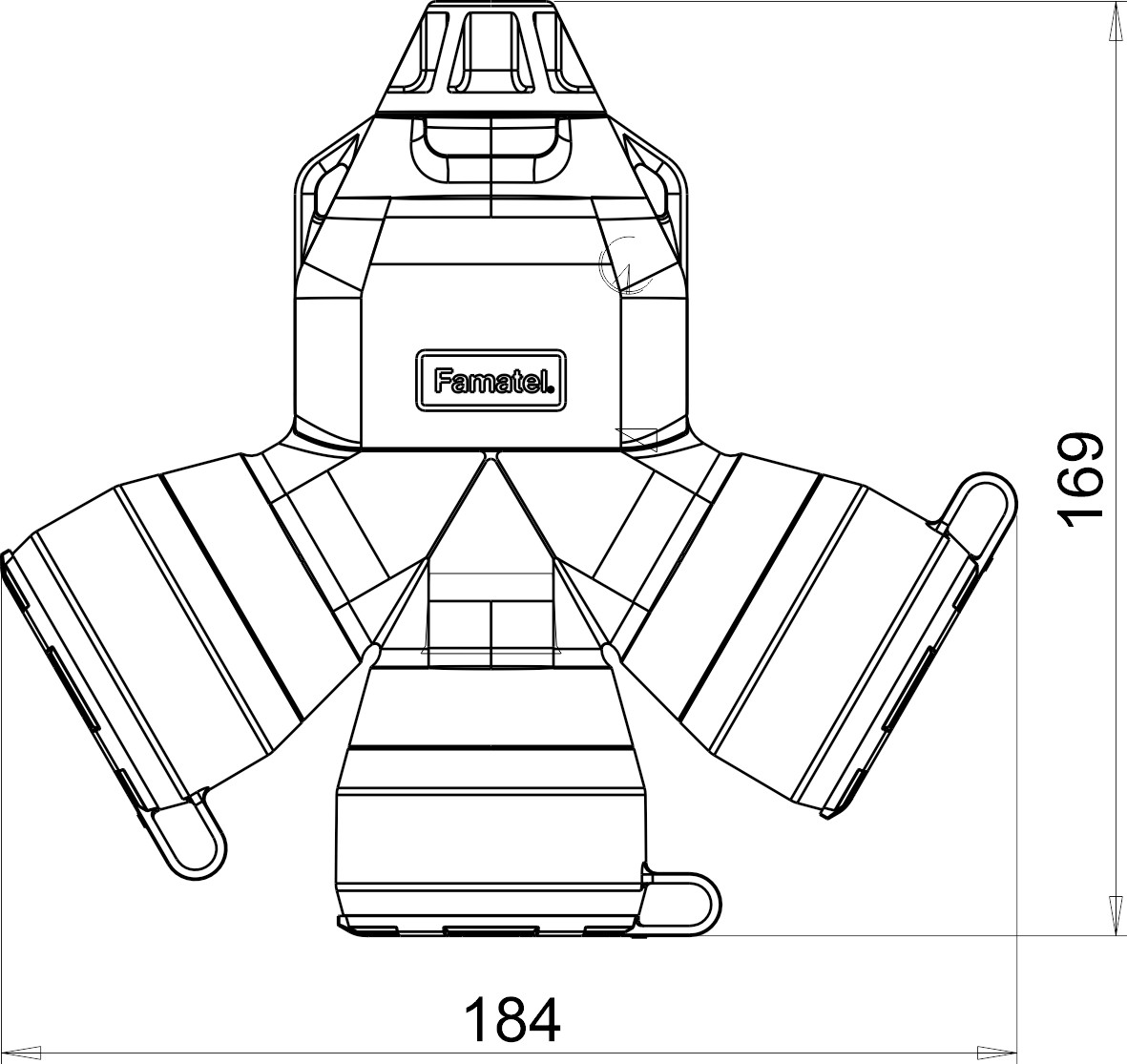 187F | Adaptador triple frances goma, regleta 3P IP54