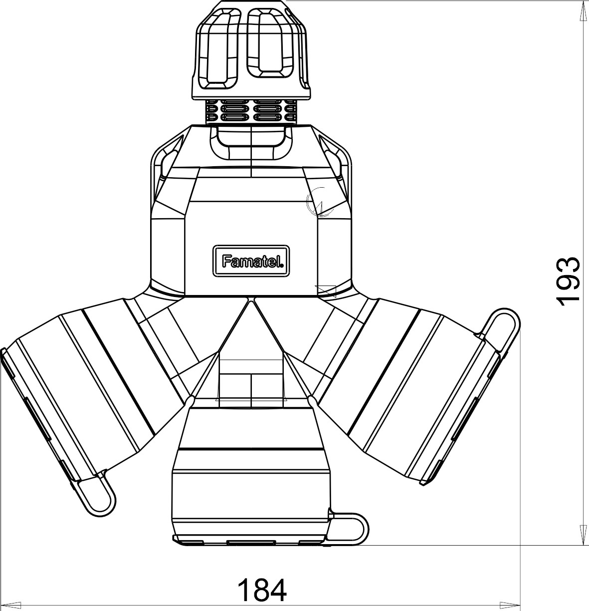 188F | Adaptador triple frances goma, regleta 3P con prensaestopas IP54