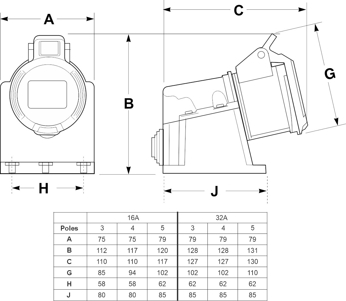 23297 | Base superficie ECO 2P+T 16A IP44