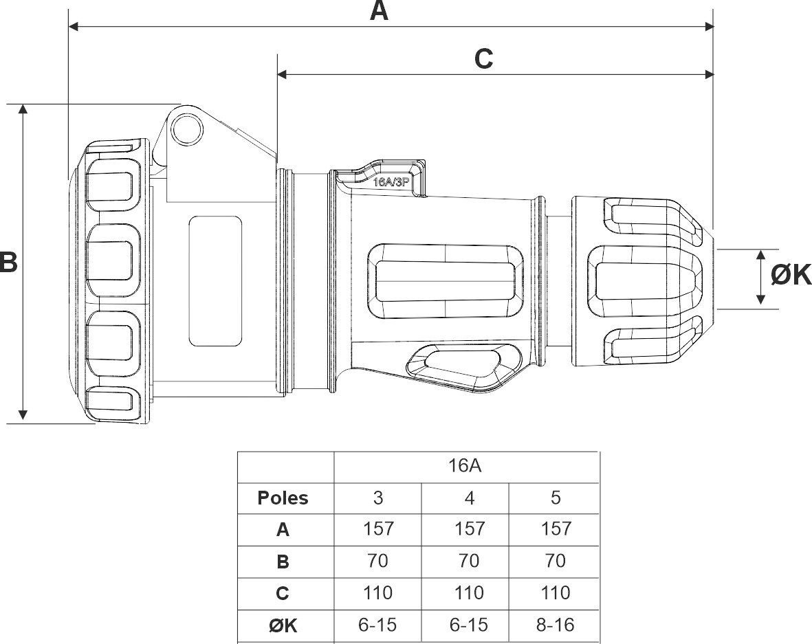24301CR | Base móvil 3P+N+T 16A Conexión Rapida IP66/67