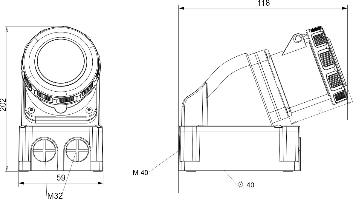 24259 | Base superficie 2P+T 63A IP67