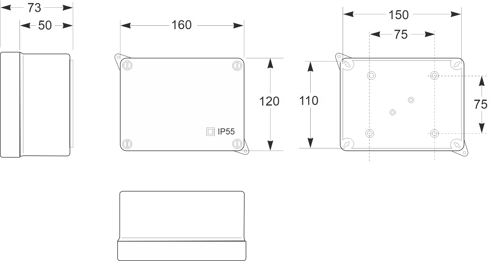 3064 | Caja estanca cableada con 2 tomas schuko IP54