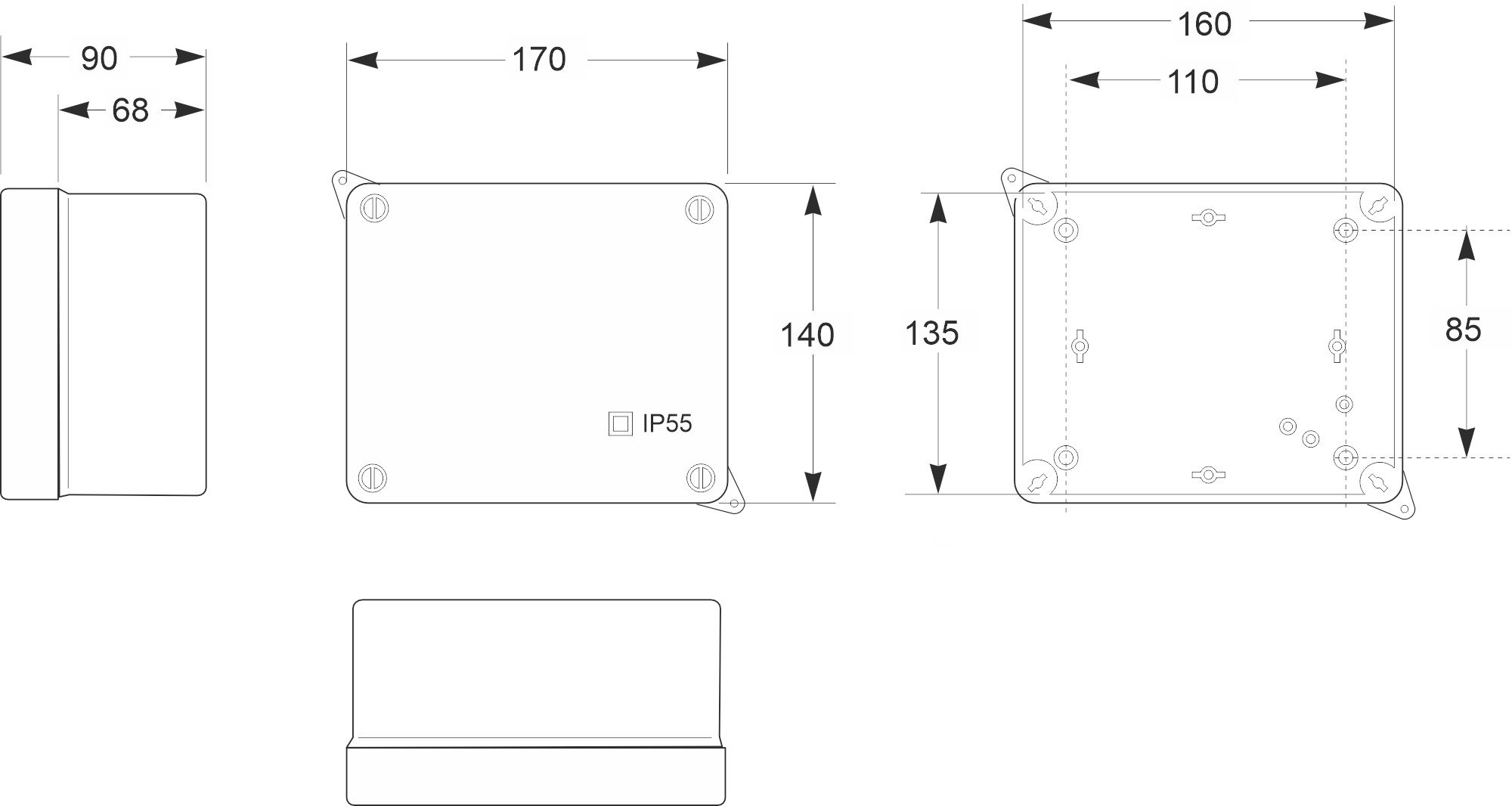 3084 | Caja estanca con fusible unipolar 63A y borne 16 mm2 IP55
