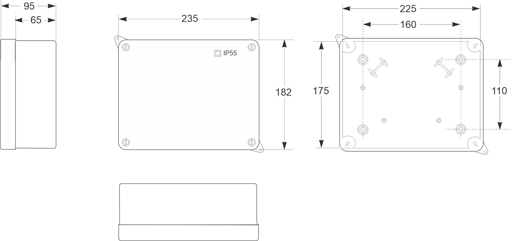3066 | Caja estanca cableada con 6 tomas schuko IP54