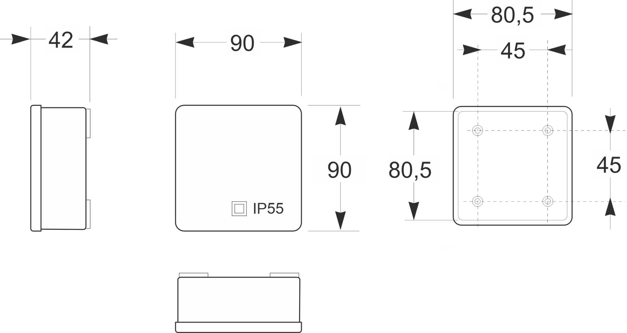3062 | Caja estanca ciega IP55 80x80x36