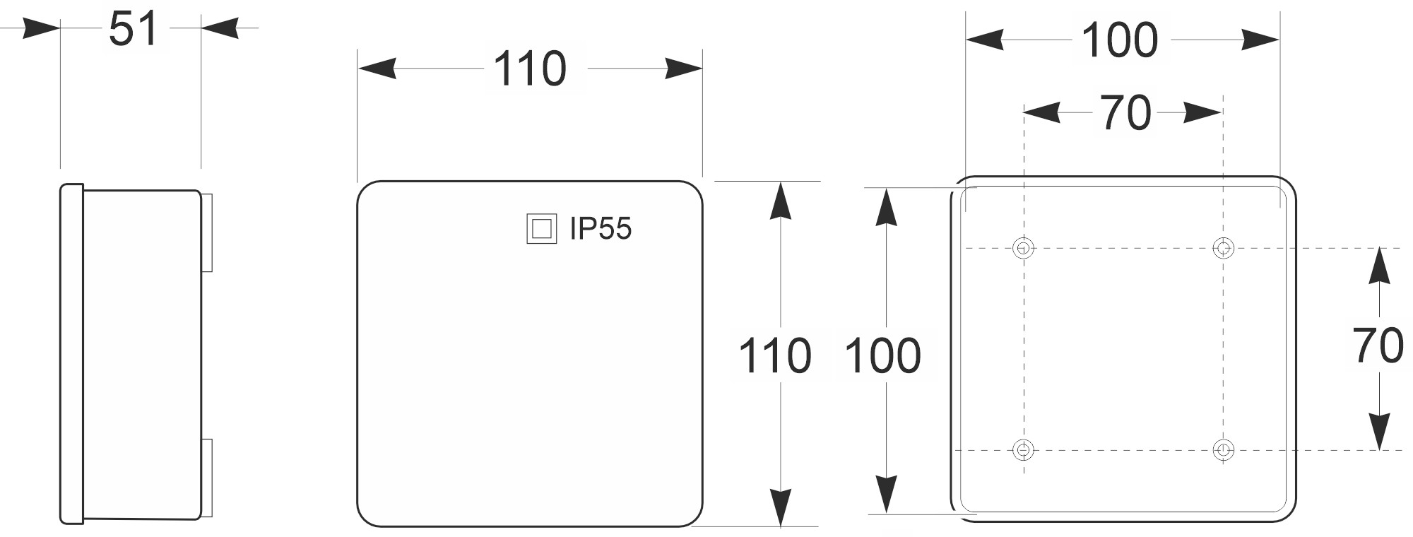 3063 | Caja estanca ciega IP55 100x100x45