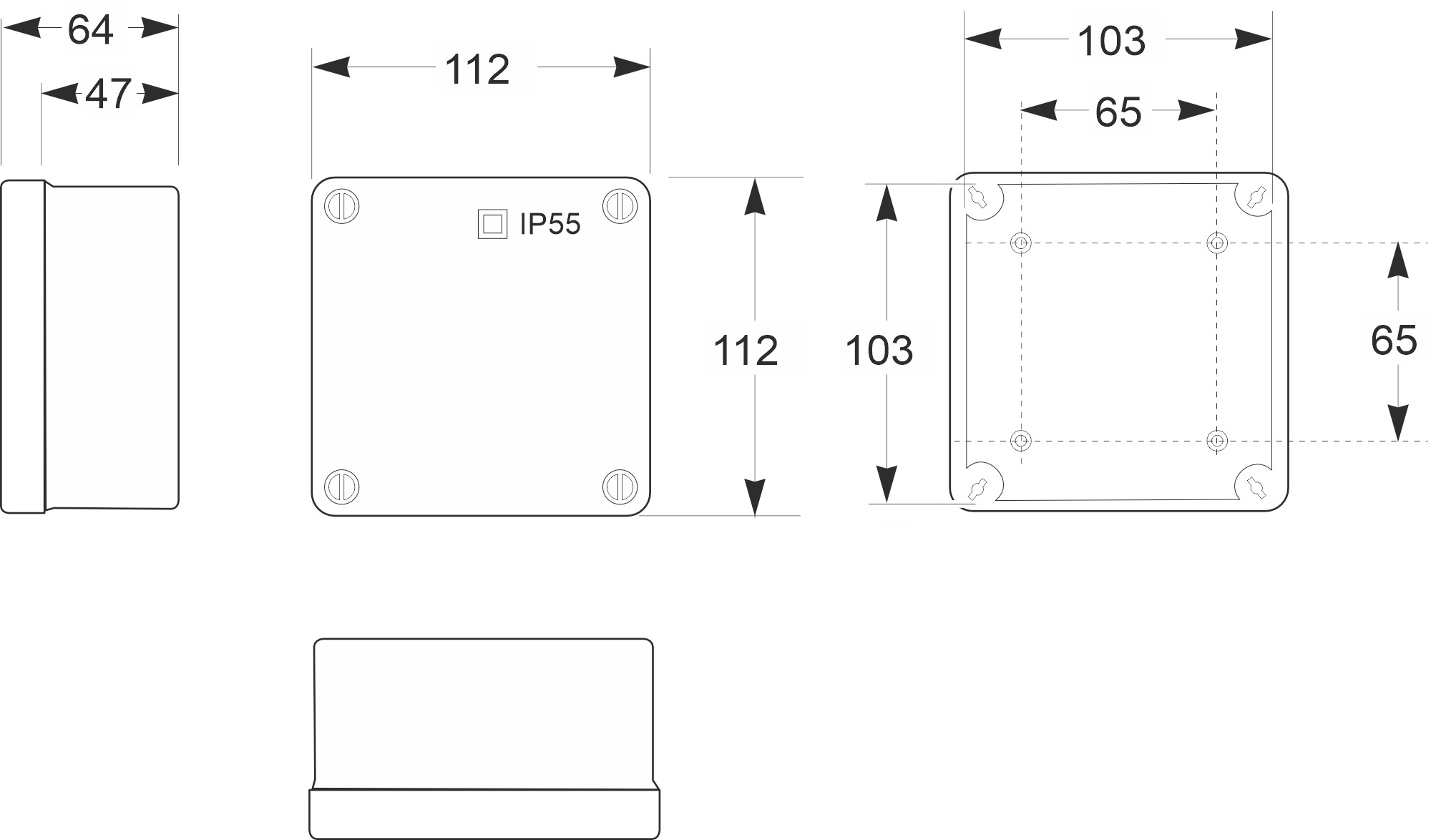 3071 | Caja estanca ciega IP55 103x103x55