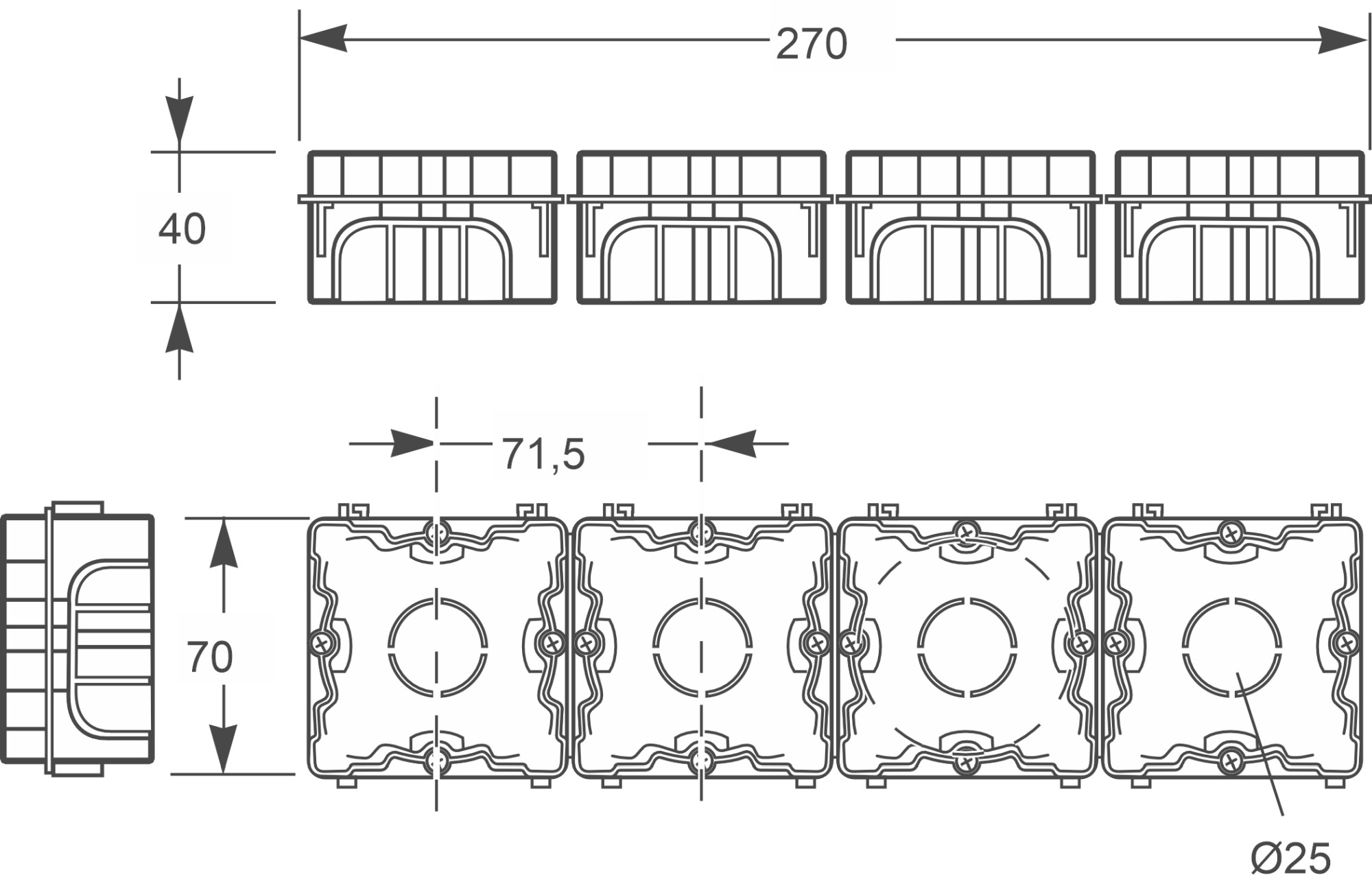 3102 | Caja empotrar universal para 1 mecanismo IP30