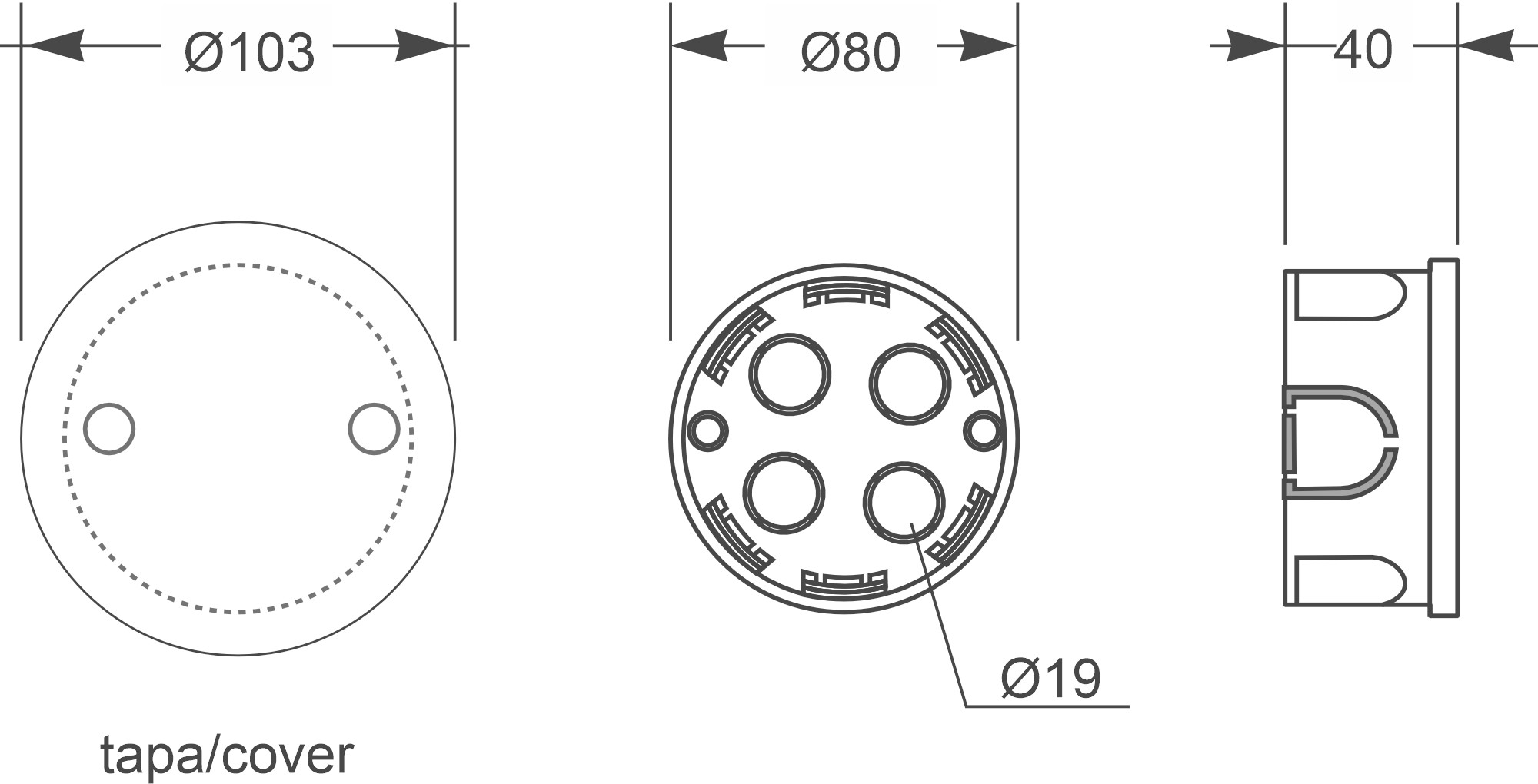 3210 | Caja derivación de empotrar IP30 Ø80x40