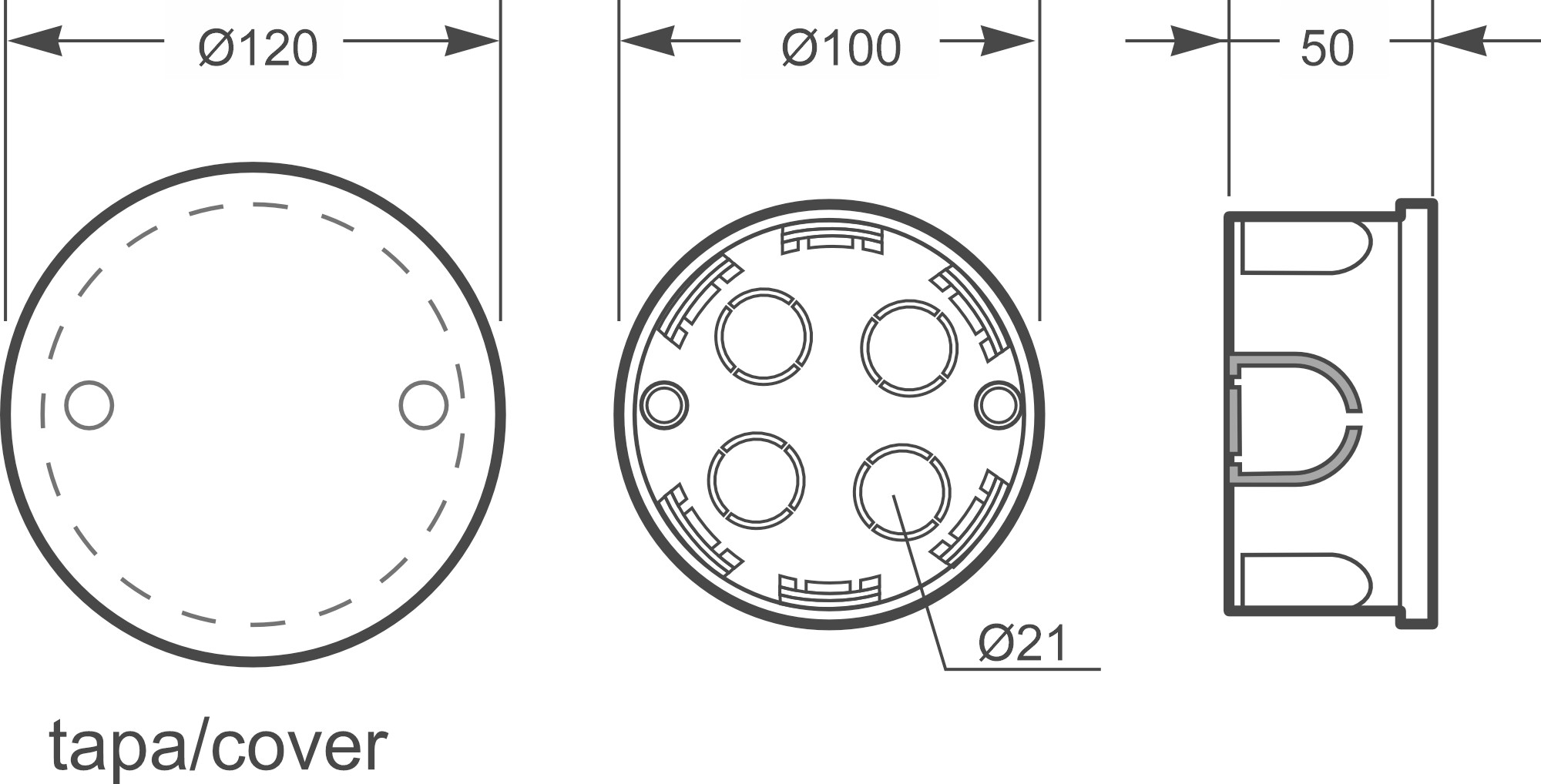 3211 | Caja derivación de empotrar IP30 Ø100x50