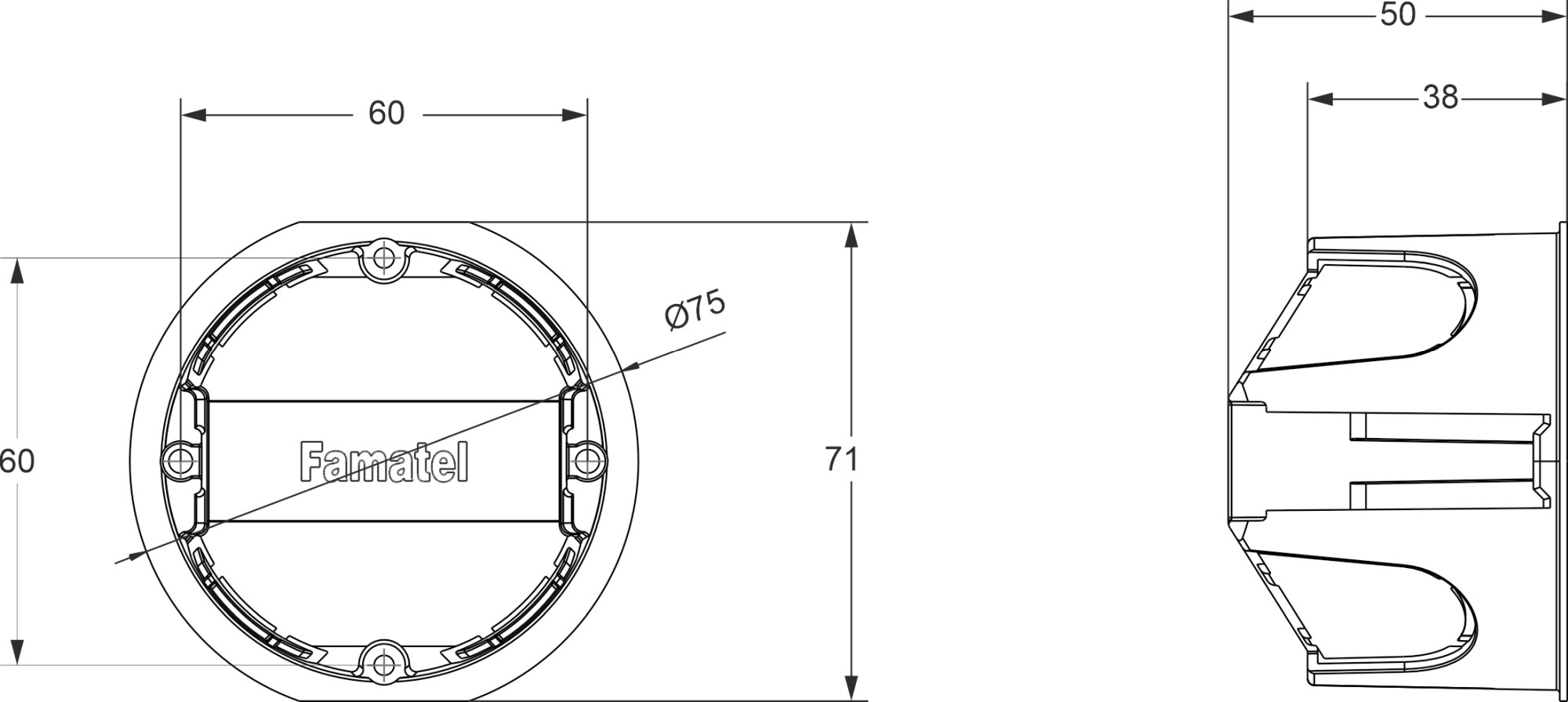 3250 | Caja para 1 mecanismo tabiqueria hueca IP20