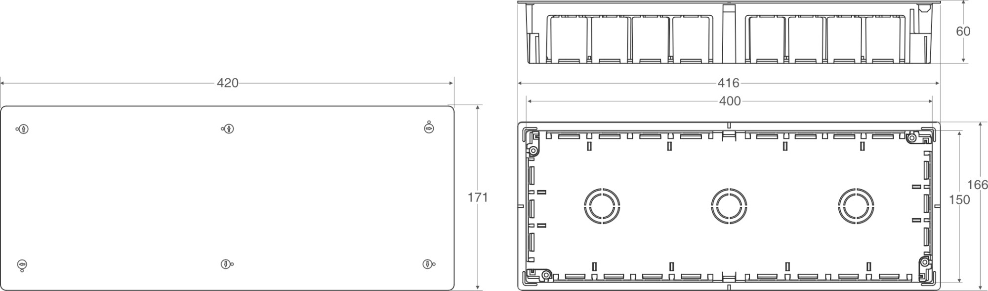 3254 | Caja derivación tabiquería hueca 400x150x60 IP20