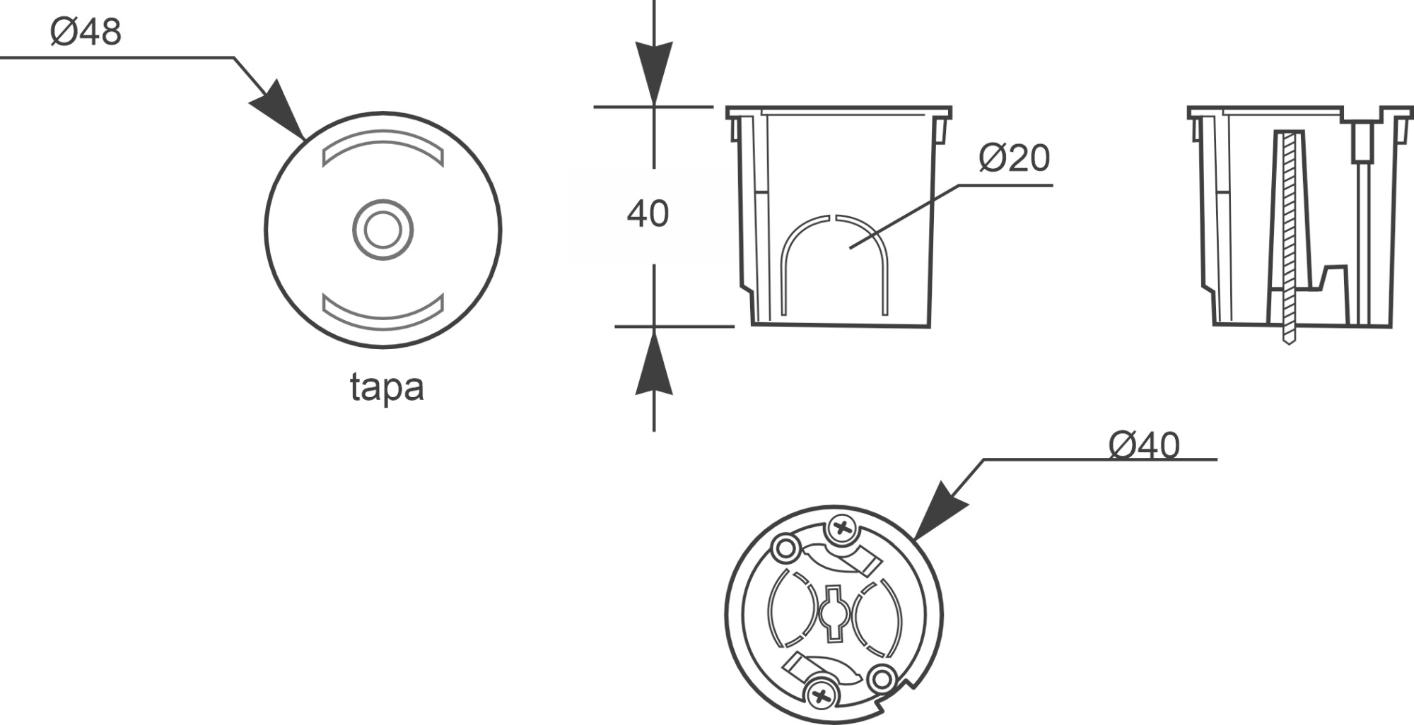 3259 | Caja derivación tabiqueria hueca punto de luz IP20