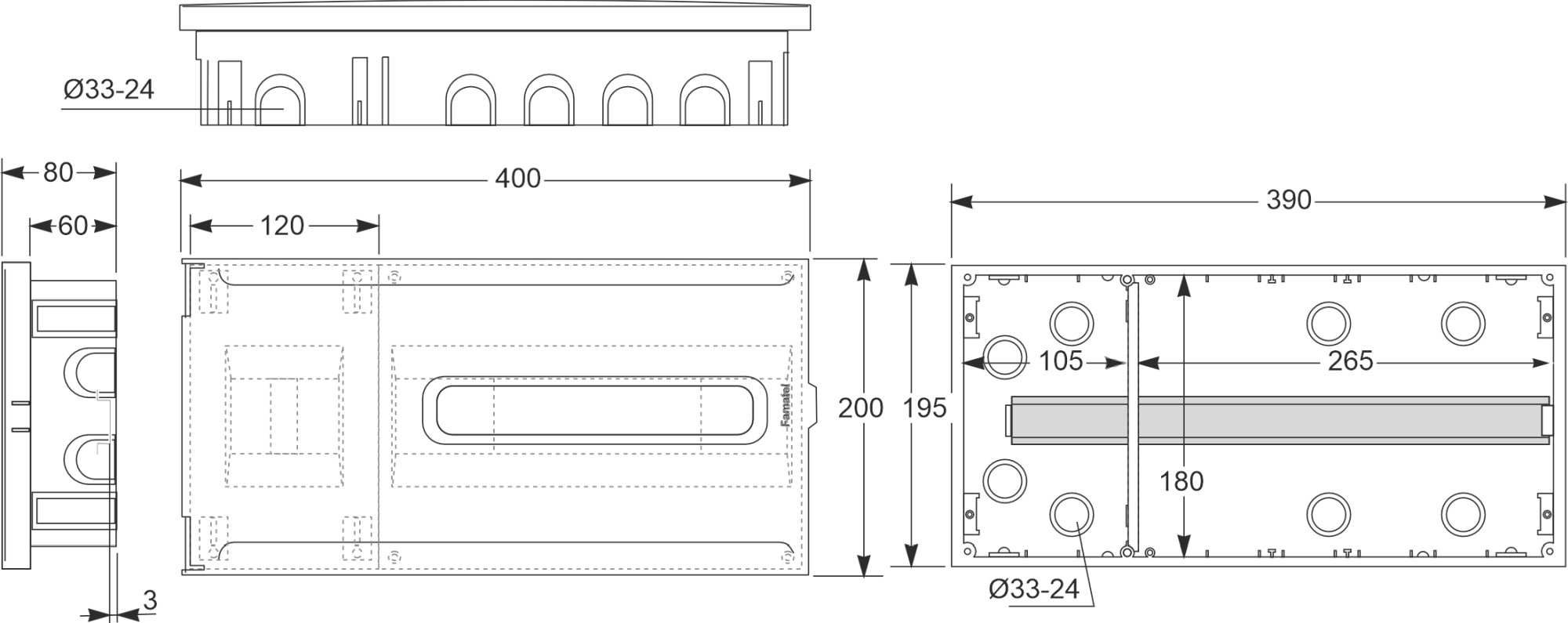 3312-PT | Armario de empotrar 4(ICP32) + 14 módulos IP40