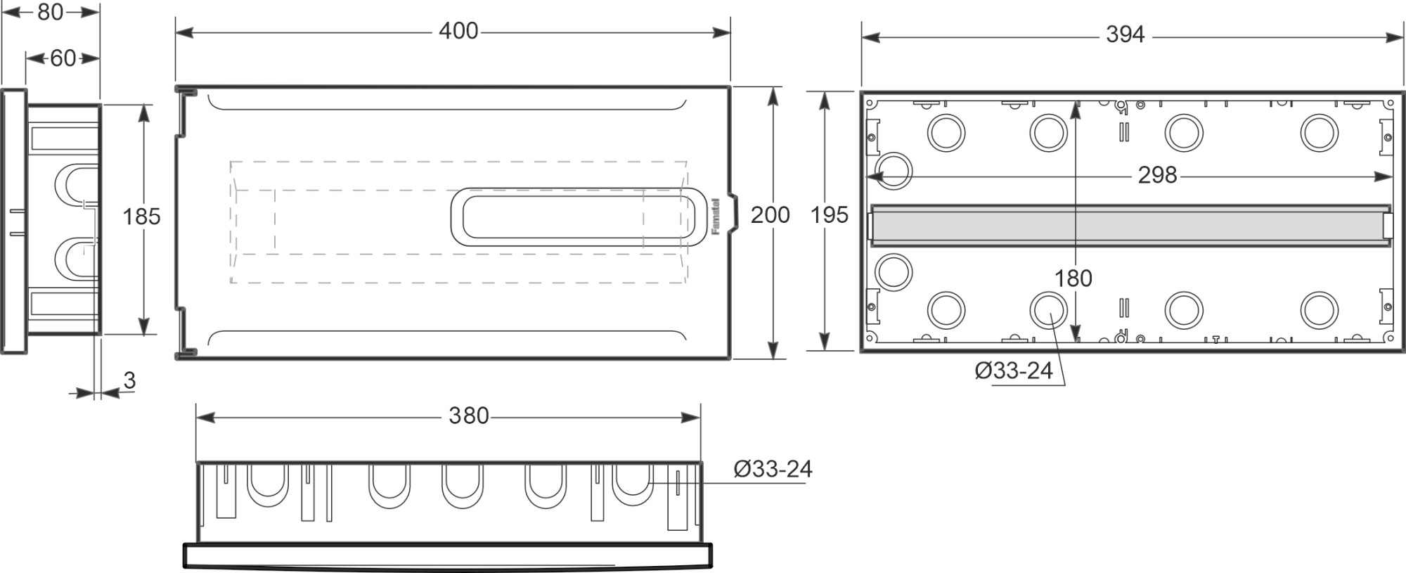 3318-FT | Armario de empotrar 18 módulos IP40