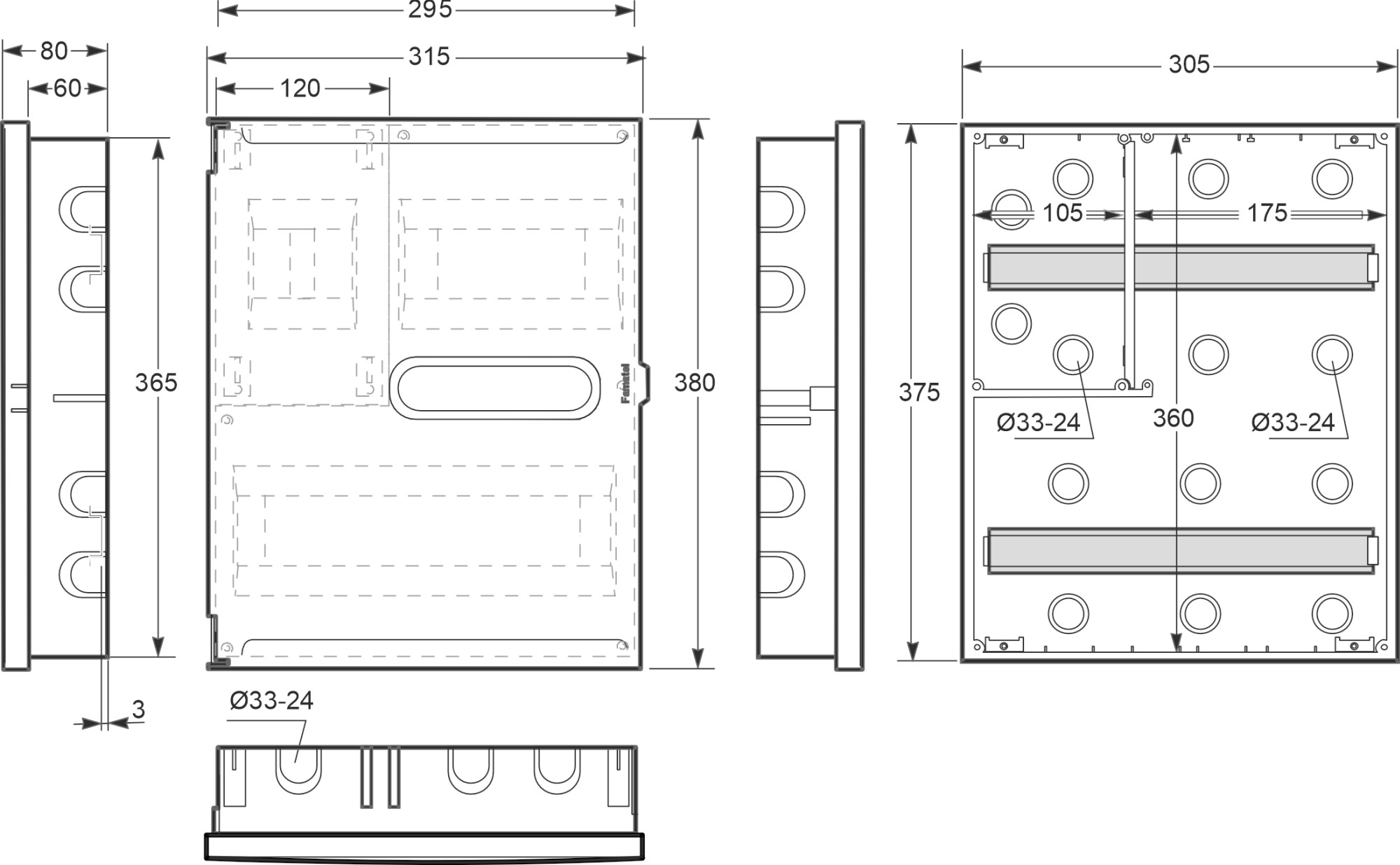 3320-FT | Armario de empotrar 4(ICP32) + 22 módulos IP40