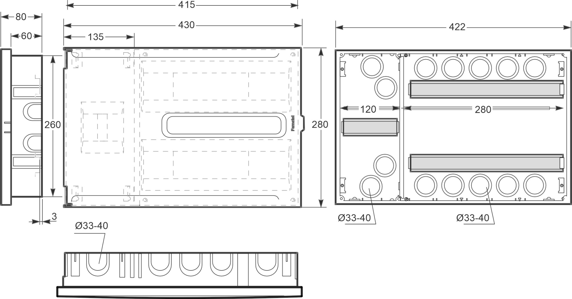 3324-FT | Armario de empotrar 4(ICP) + 28 módulos IP40