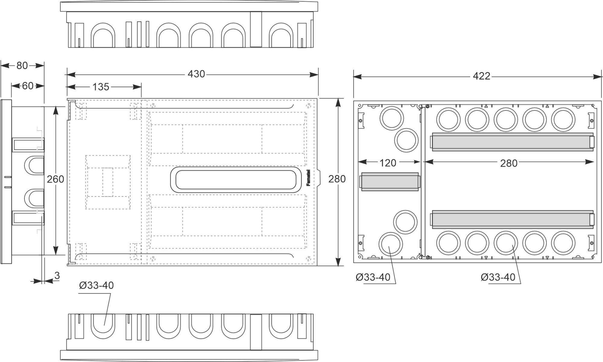 3324-PT | Armario de empotrar 4(ICP) + 28 módulos IP40