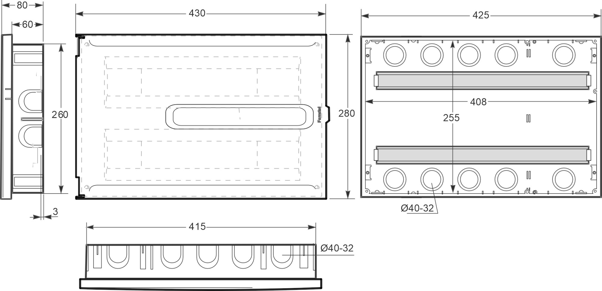 3338-FT | Armario de empotrar 38 módulos IP40