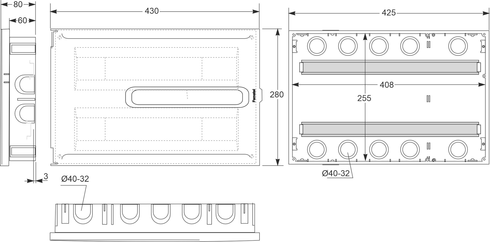 3338-PT | Armario de empotrar 38 módulos IP40