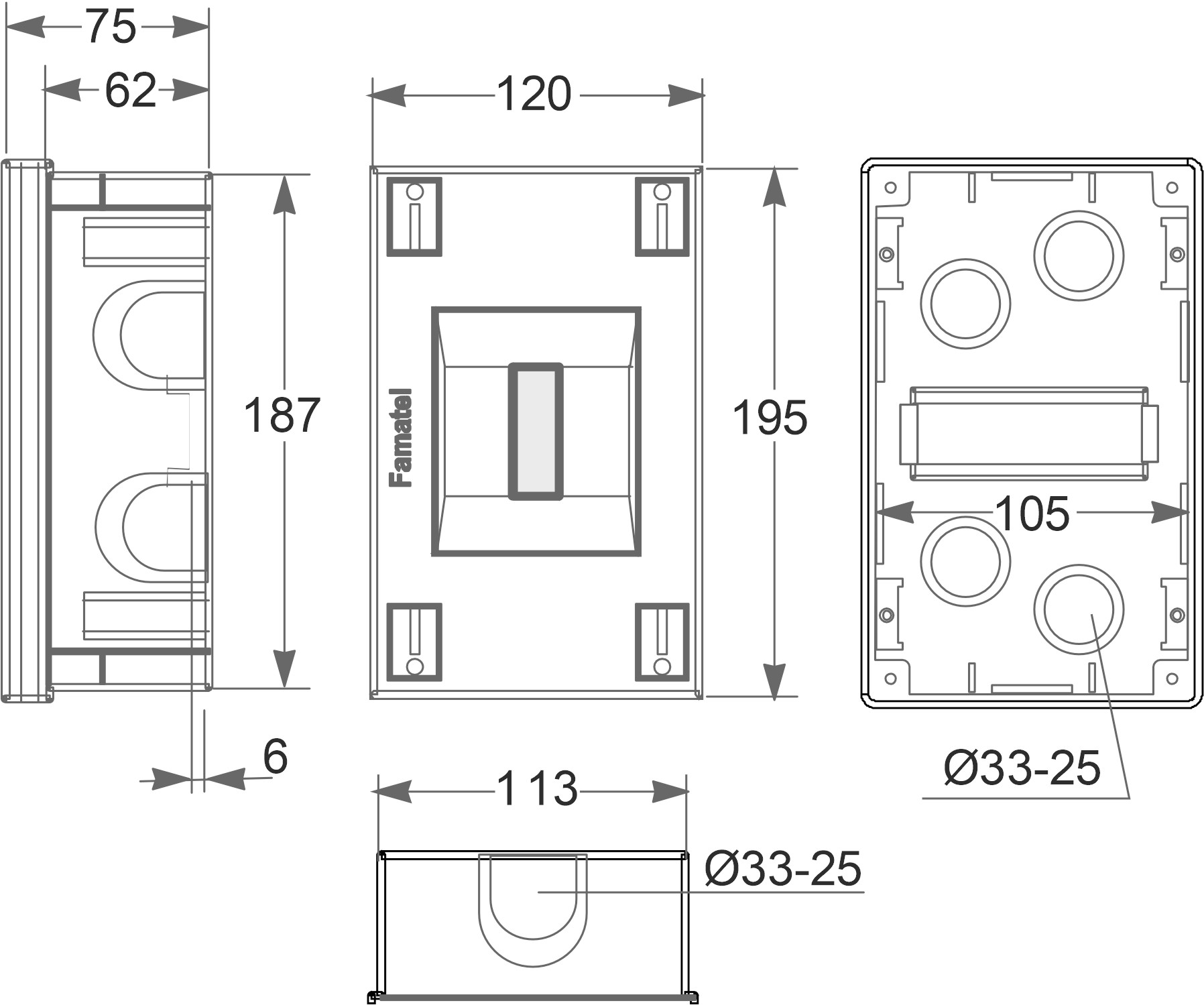 3340-F | Armario de empotrar 4(ICP32) módulos IP40