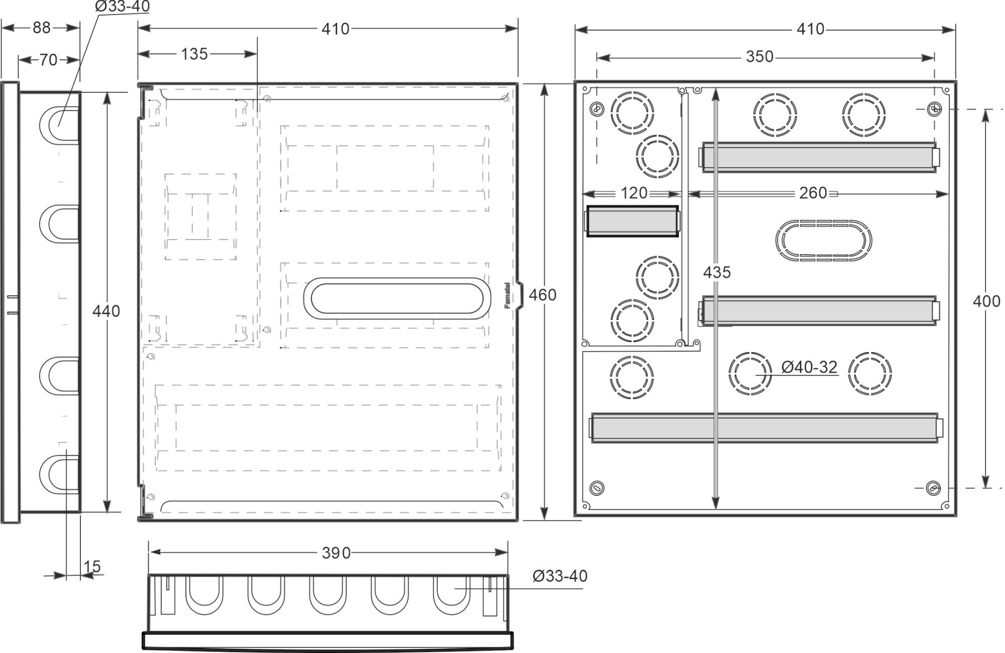 3344-FT | Armario de empotrar 4(ICP) + 44 módulos IP40