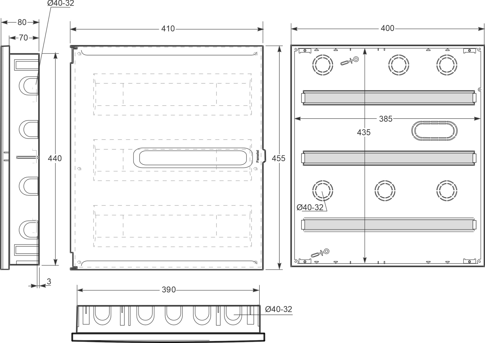 3360-F | Armario de empotrar 60 módulos IP40