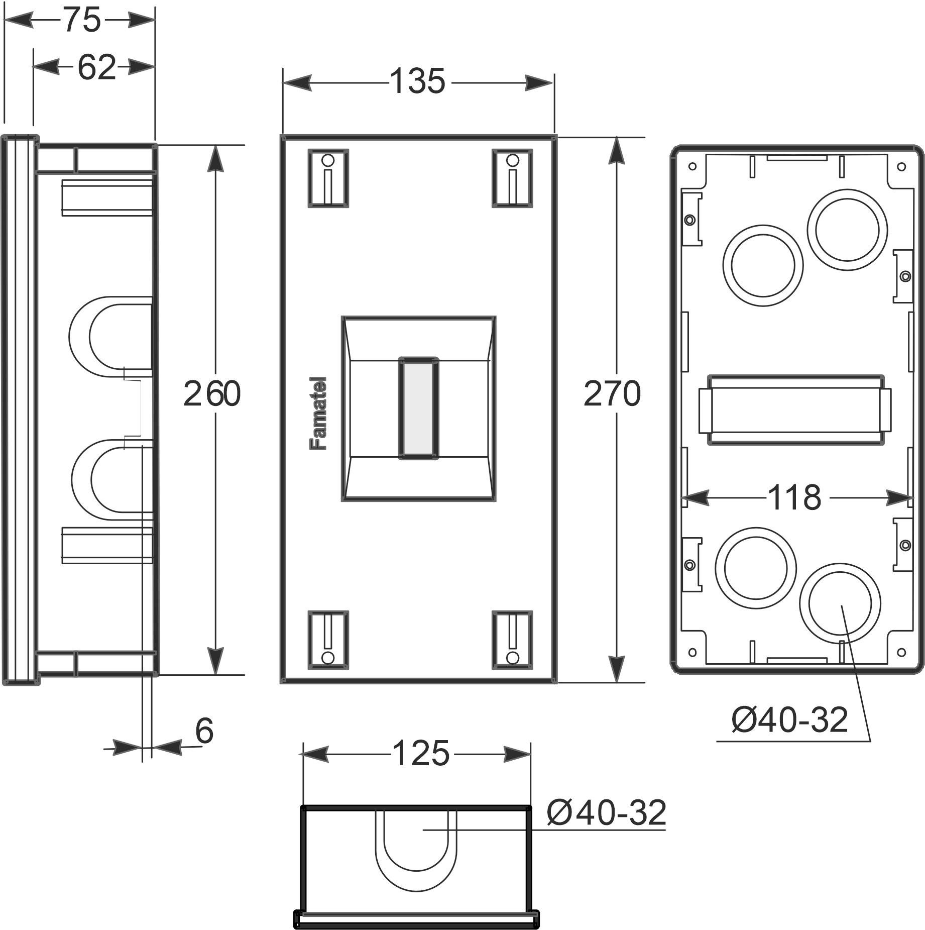 3363-F | Armario de empotrar 4(ICP) módulos IP40
